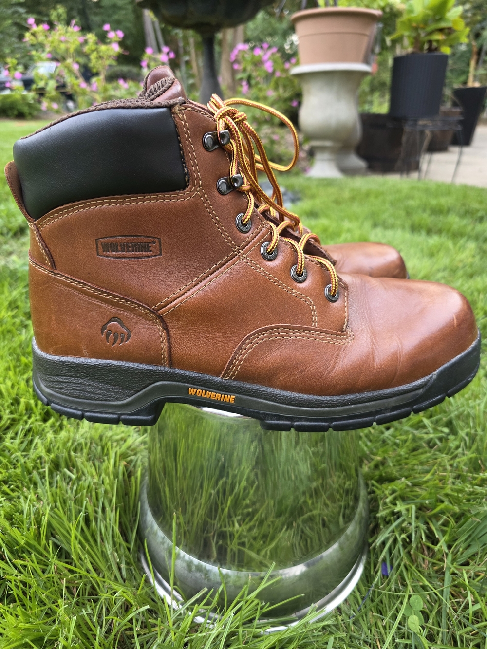 Wolverine Leather Work Boots Brown US 11 M